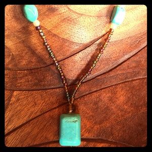 Fun hippie necklace. Stones, beads + good colors